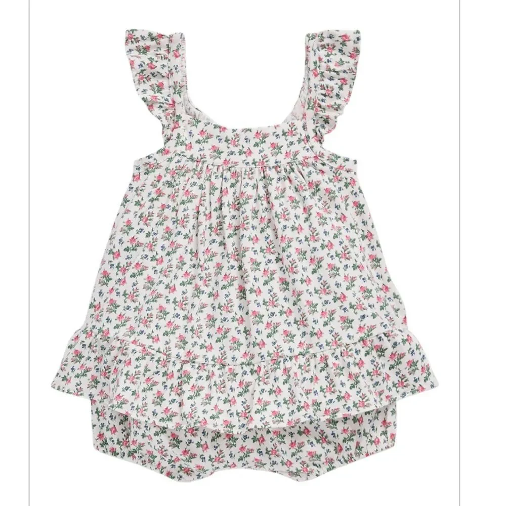 POLO Ralph Lauren Baby Girls Floral Cotton Jersey Top & Bloomer Set, Sz 18months